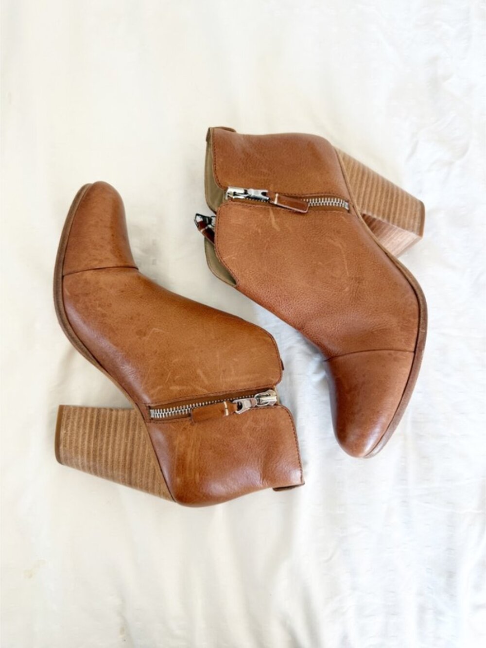 rag & bone Margot Booties Tan Zip Block Heel Ankle Boots 39.5 9.5 - Picture 2 of 12